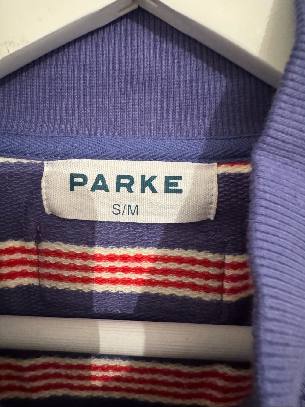 NWOT Parke WOVEN TERRY
Zip Up Mockneck Sailor Stripe S/M - Picture 6 of 7